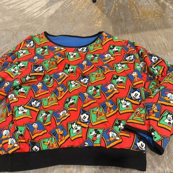 VTG Disney Reversible Sweatshirt AOP Donald Duck Mickey Mouse Puffer M / L Adult - Picture 6 of 12